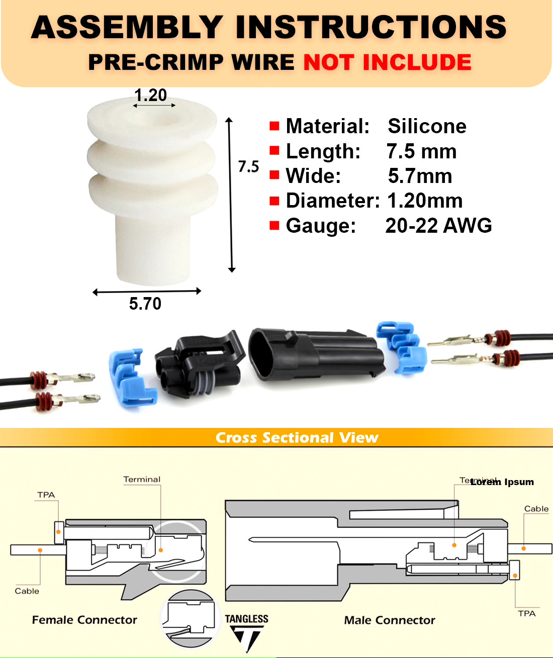 504PCS Metri-Pack 150 Series 2,3,4,5,6,8,10 PIN Connector w/16-22 AWG w/Tool