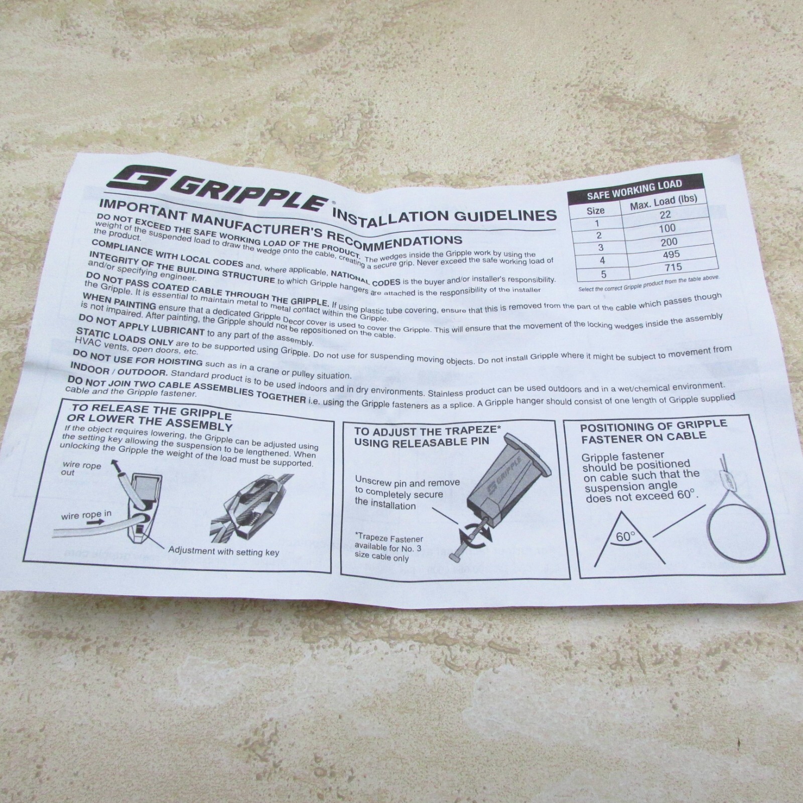 Qty 10 GRIPPLE Size No 2 Cable Loop End Hanger 2′ Long, Pipe, Lighting, Speaker