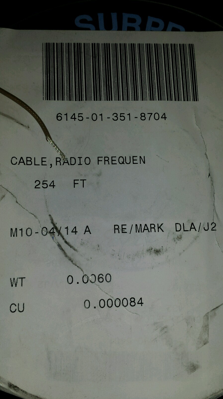 (254 FT Lot) M17/93-00001 28Awg Silver Shielded Coaxial Cable 1/C MIL-C-17/131