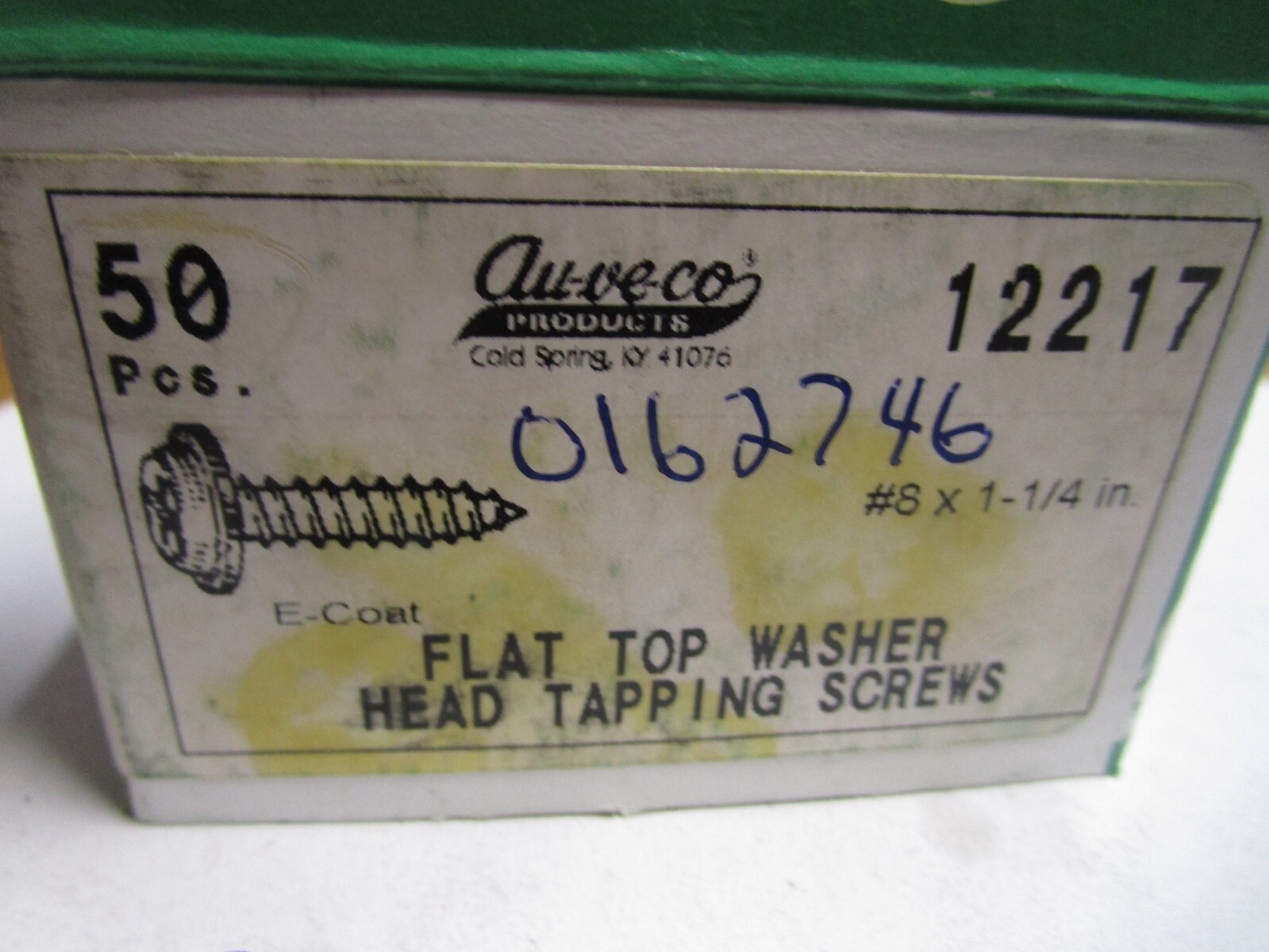 AUVECO 12217 PHILLIPS FLAT WASHER HEAD TAPPING Screws 8 X 1-1/4 BLACK QTY 50