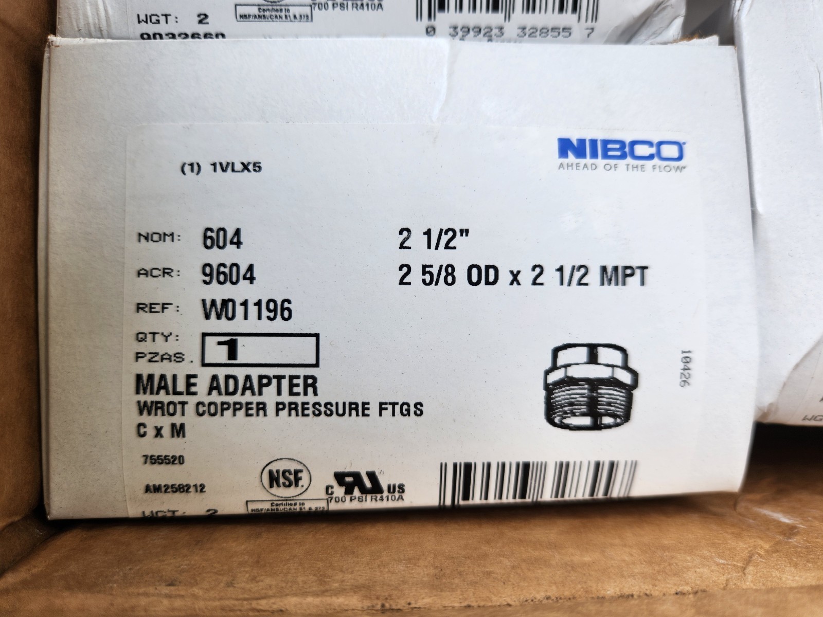 Nibco 2-1/2″ Male Adapter Wrot Copper Pressure FTGS