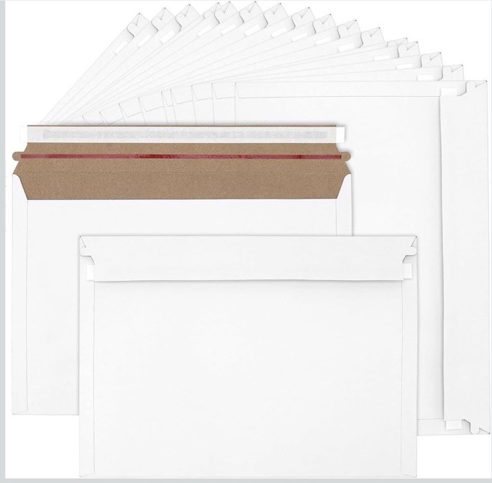 50 PCS 9 x 12 Inches White Cardboard Lightweight Mailers, Self Seal, Not Rigid
