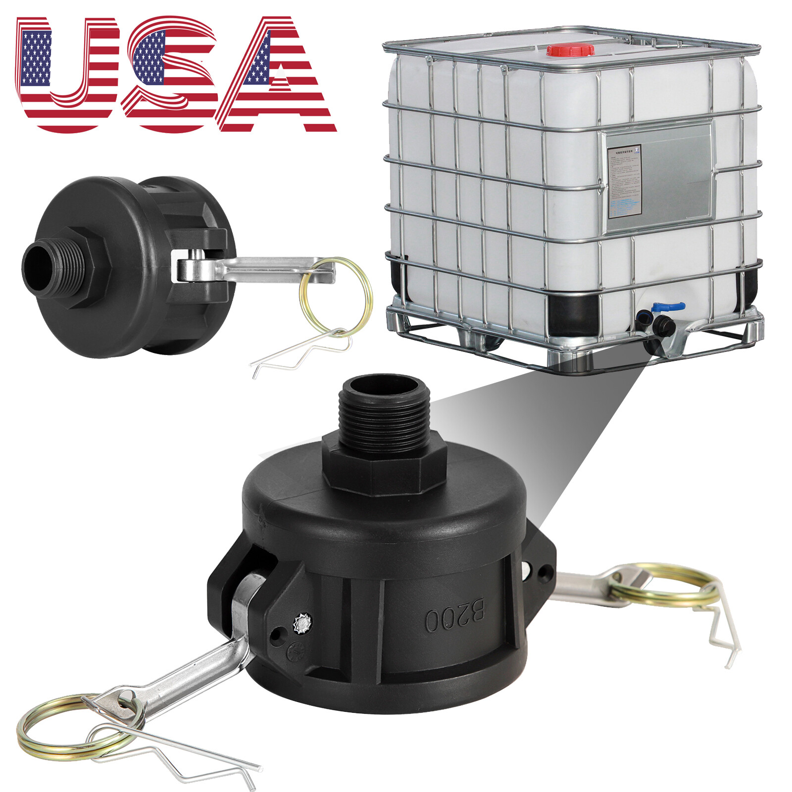 275 330 Gallon IBC Tote Water Tank Drain Adapter 2″Cam Lock for Garden Hose 3/4″
