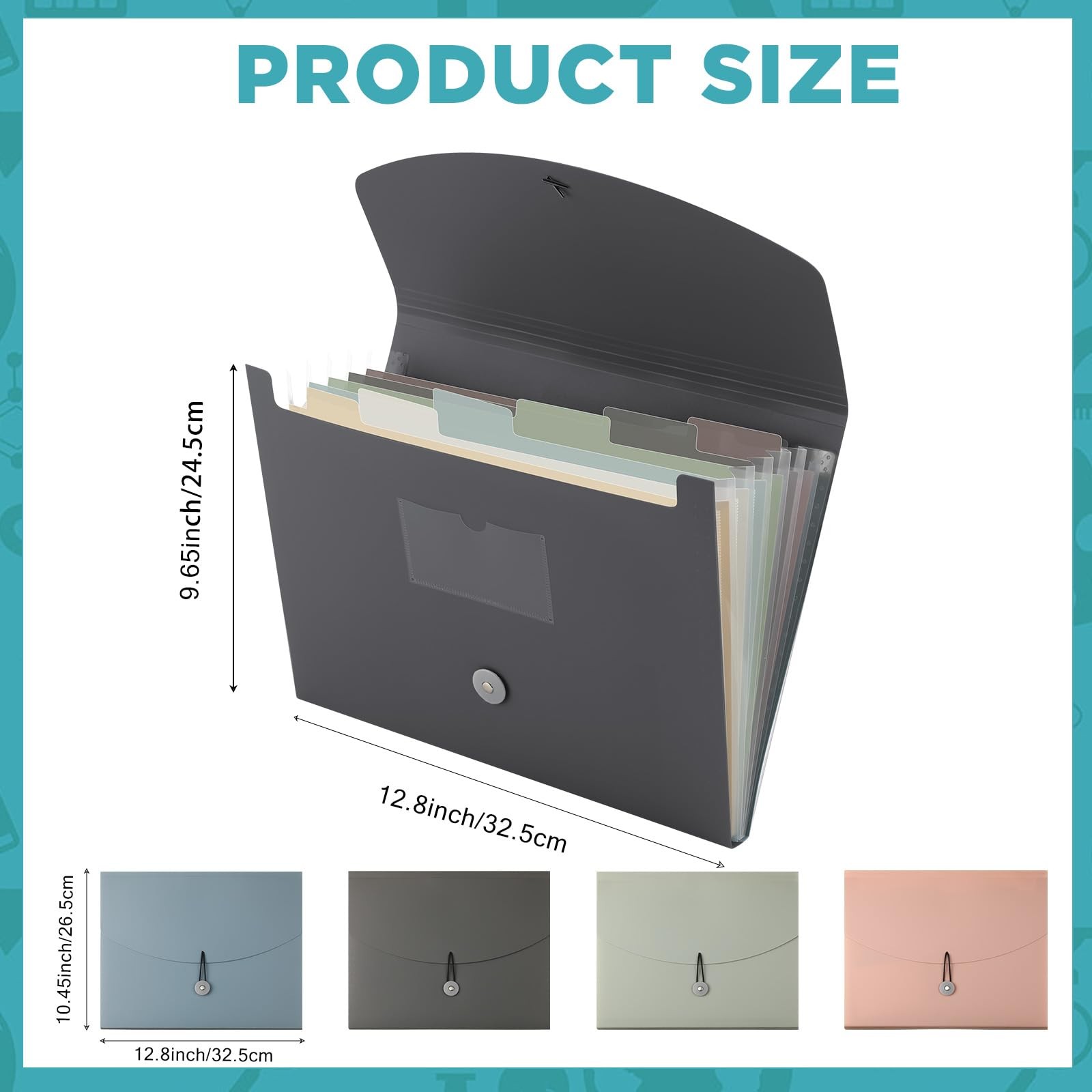 Harloon 4 Pack Expanding File Folder 7 Pocket, Classic Color