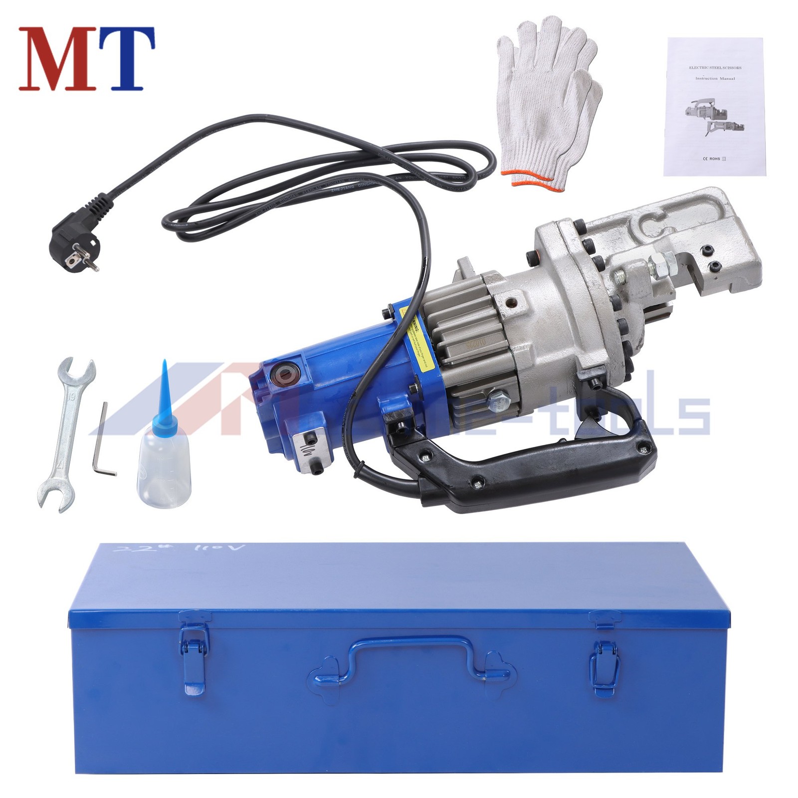 Heavy-Duty Rebar Cutter RC-20 1250W Motor 3/4» Max Cut Metal Storage Box