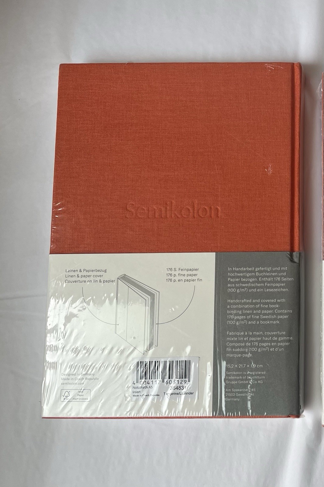 New Sealed RULED Journal Notebook A5 By Semikolon Tangerine Orange Lavender