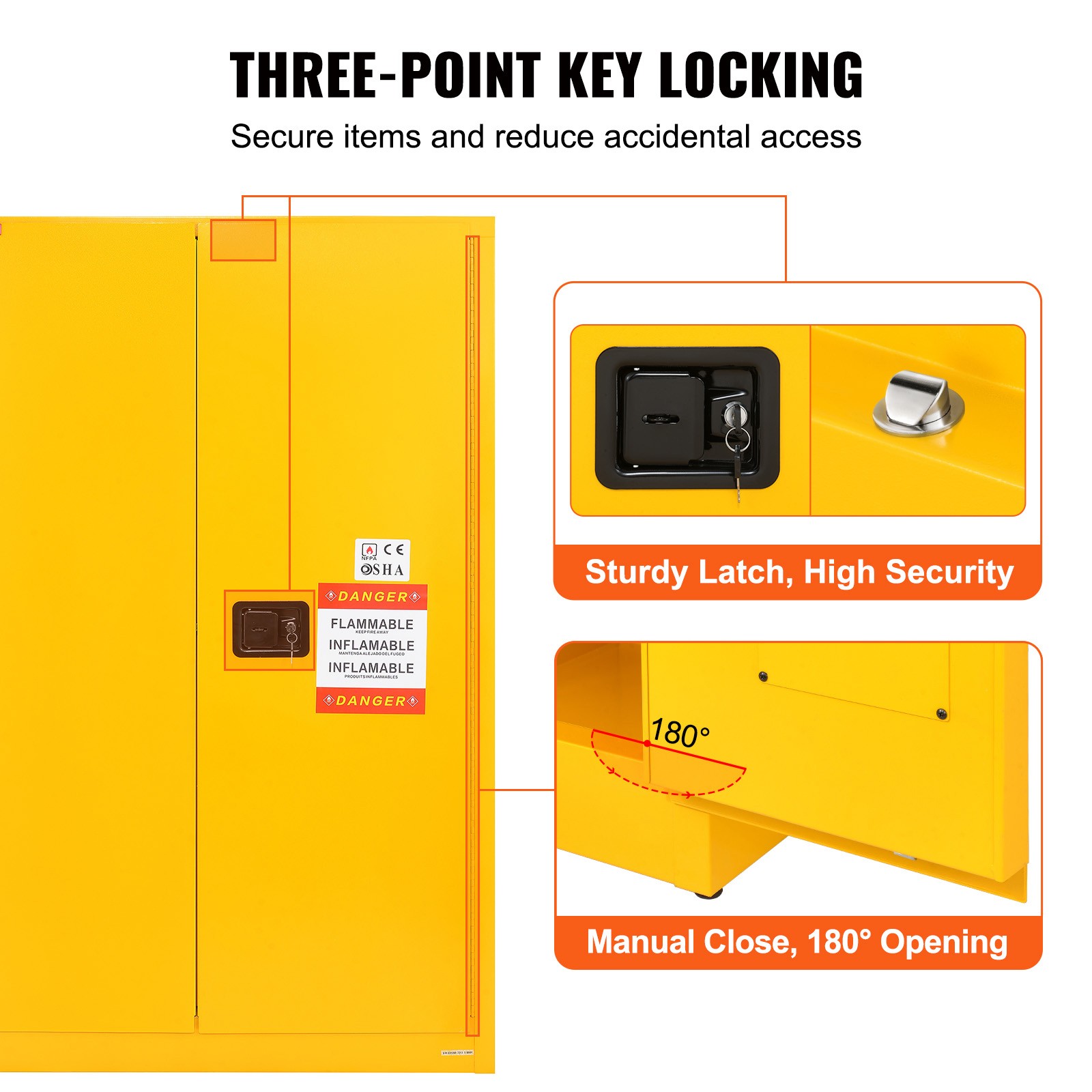 Flammable Safety Cabinet Liquid Storage 45 Gal 42.9×18.1×65.2 in Cabinet