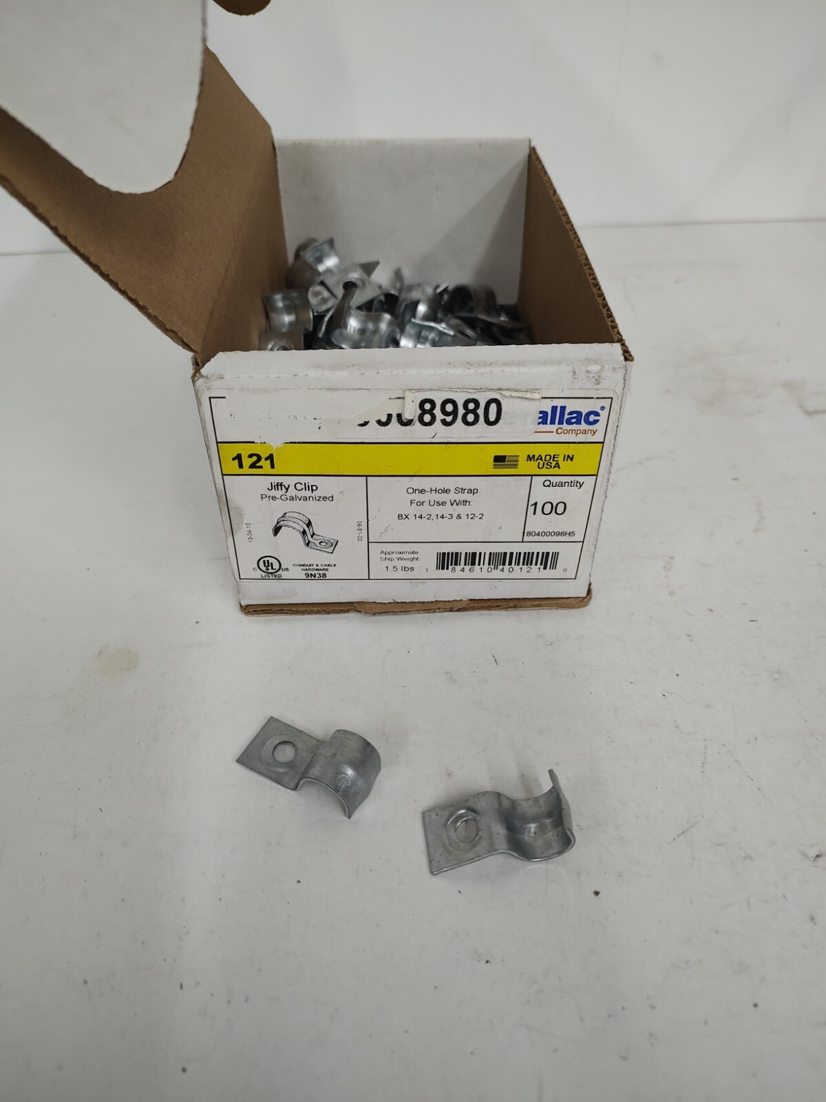 MINERALLAC 9N38 121 Jiffy Clip 1-Hole Strap-New Open Box 100 pcs