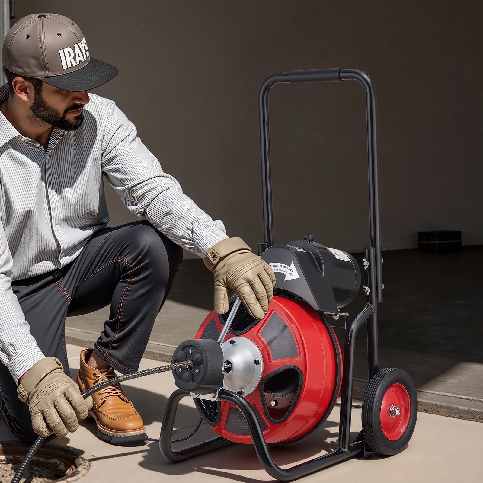 Uimoso Electric Drain Cleaning Machine with 100 FT x 1/2 In Cable and Auto Feed