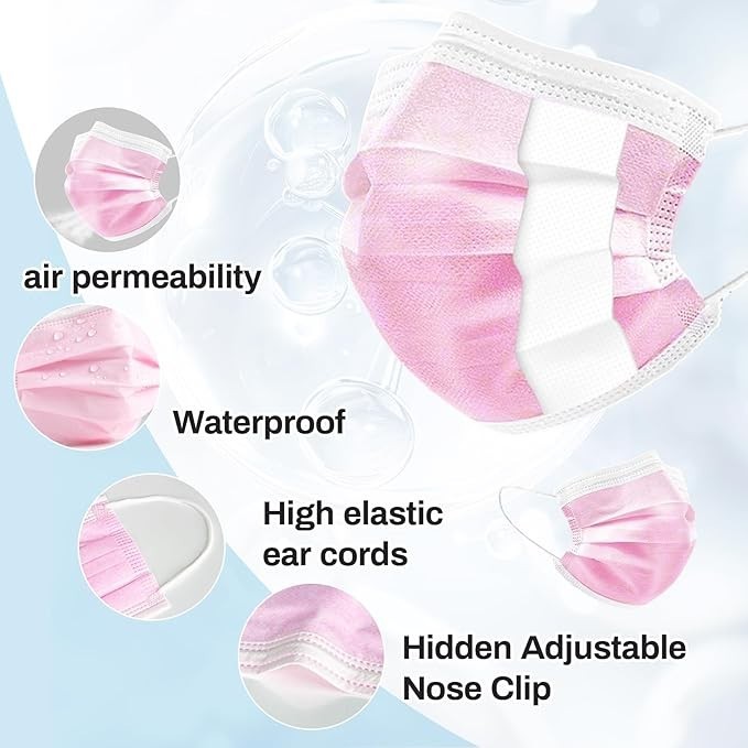 Disposable 3 Ply Face Mask, Filter Protection for Daily Use, Adults, Home