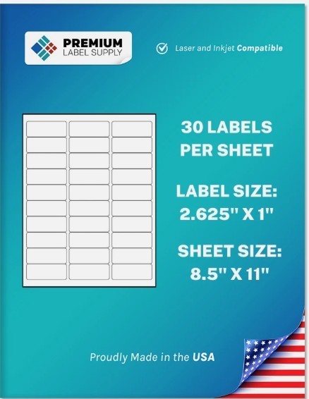 Premium Label Supply 15000 labels 2.625″ x 1″ Packaging may be different