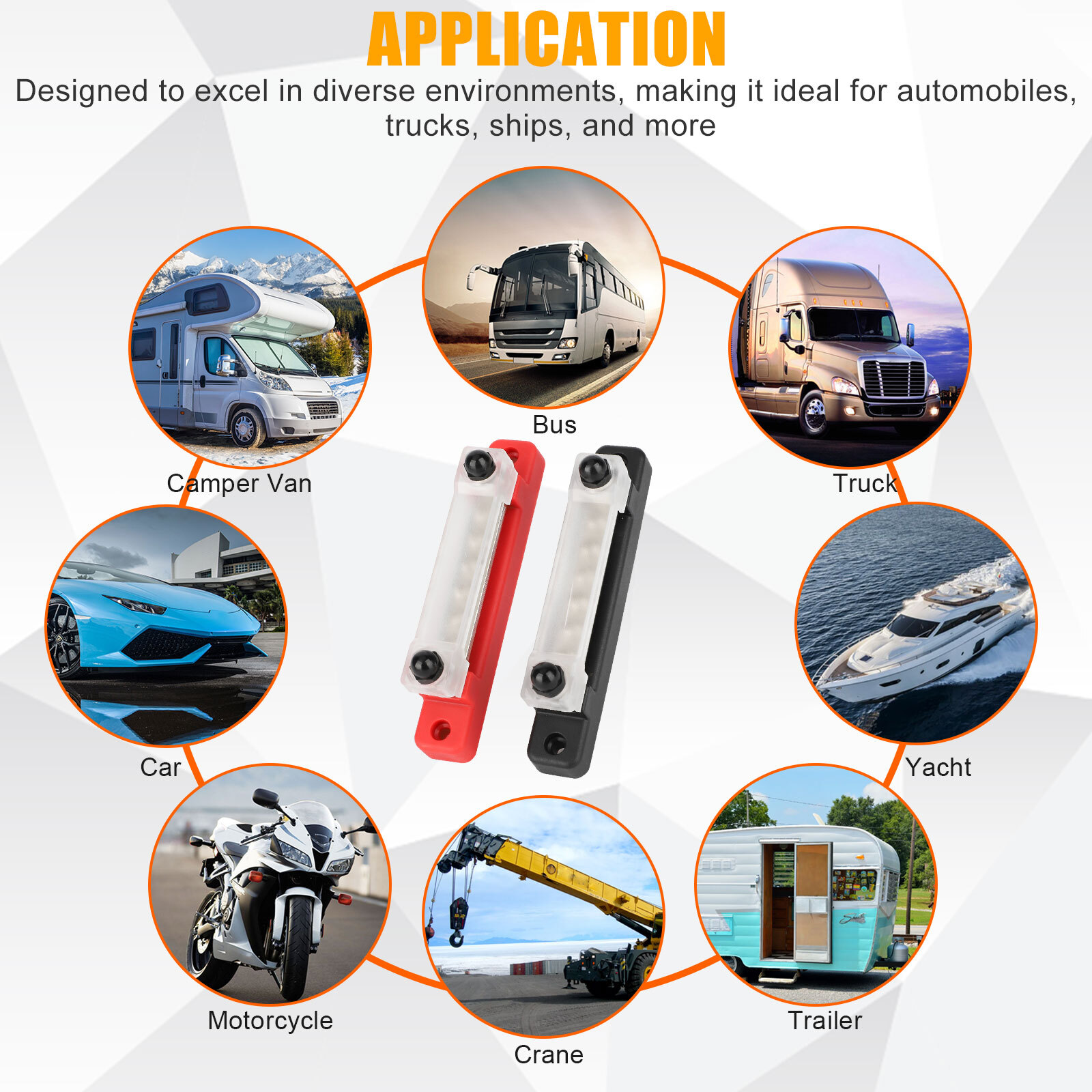 6 Way Power Distribution Bus Bar Terminal 150A Screws Battery Block for Car Boat