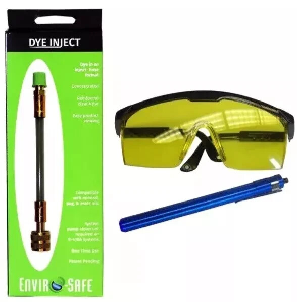Refrigerant Leak Detector Dye Inject w/ Blacklight + Glasses (1 Pack)