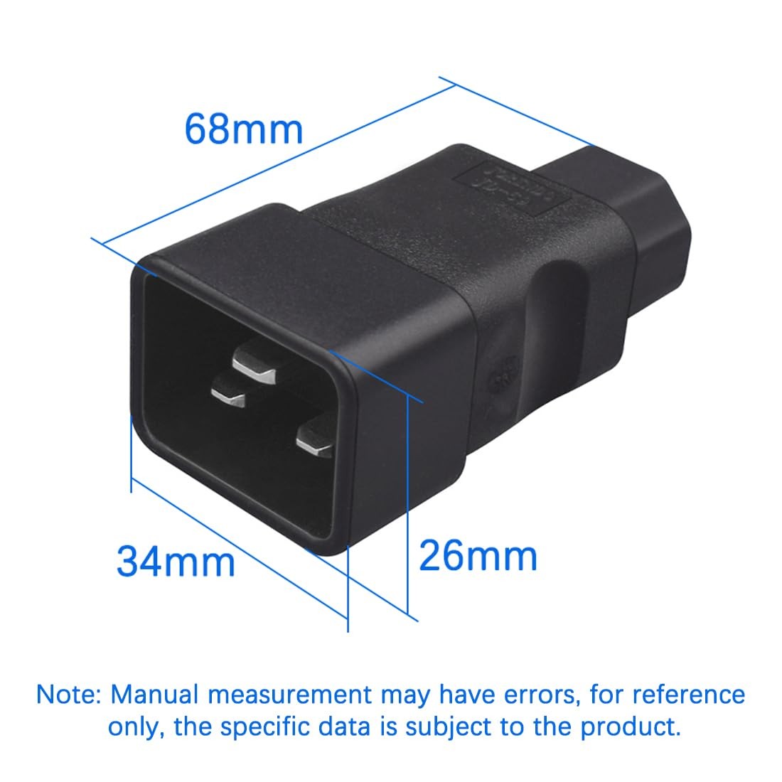 2 Pack IEC320 C20 To C13 Black Female To Male Power Adapter PDU UPS Converter
