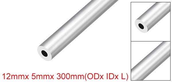 6063 Aluminum Tube 12mm OD x 5mm ID x 300mm L for Home Furnishing
