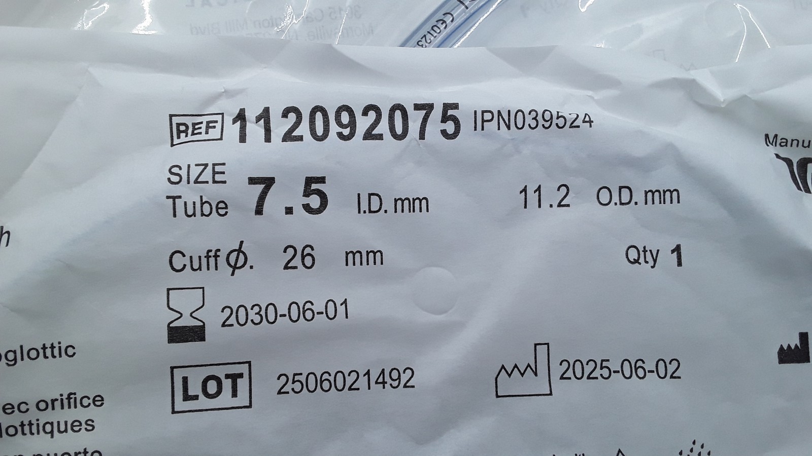 Teleflex Rusch Guardian Tube Size 7.5 REF 112092075 Lot of 9 EXP 2030