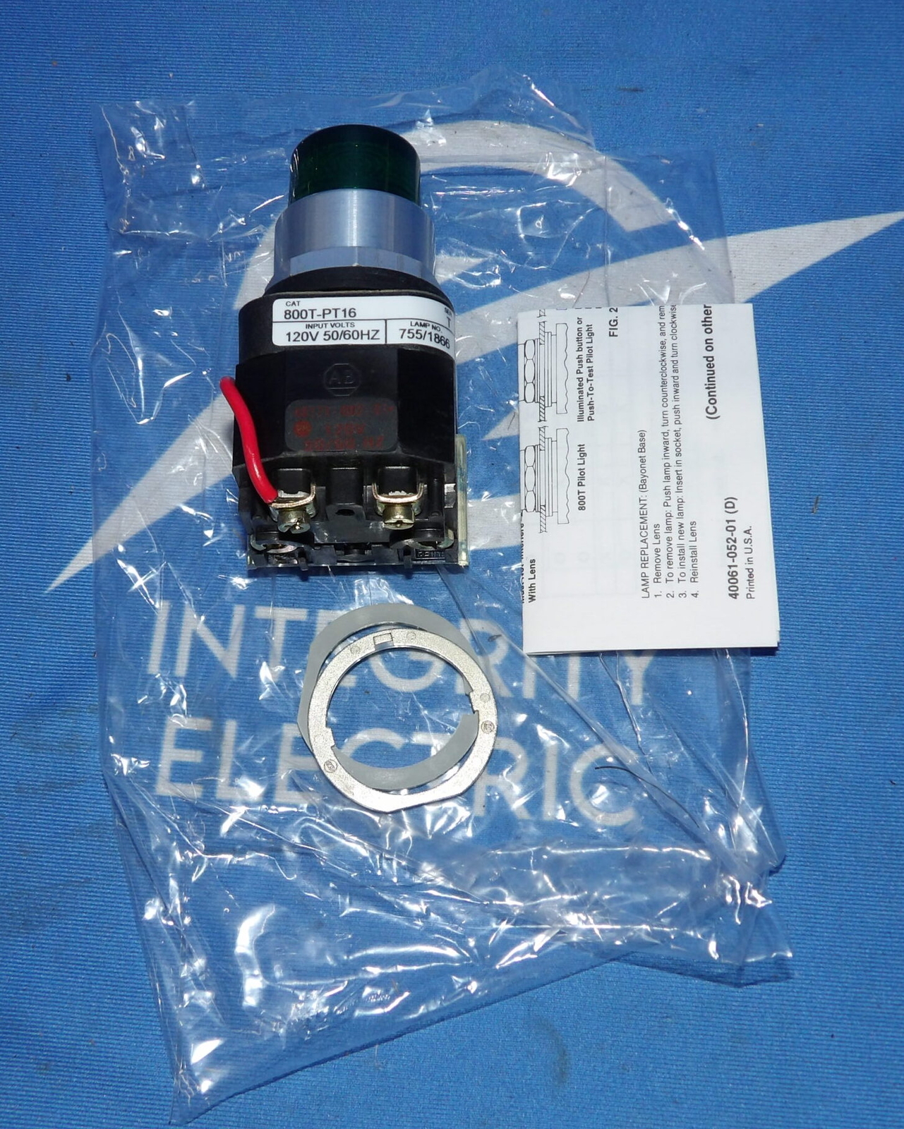 NIB Allen Bradley 800T-PT16G Series T Type 4,13 Green Pilot Light + 1 Year Wa…