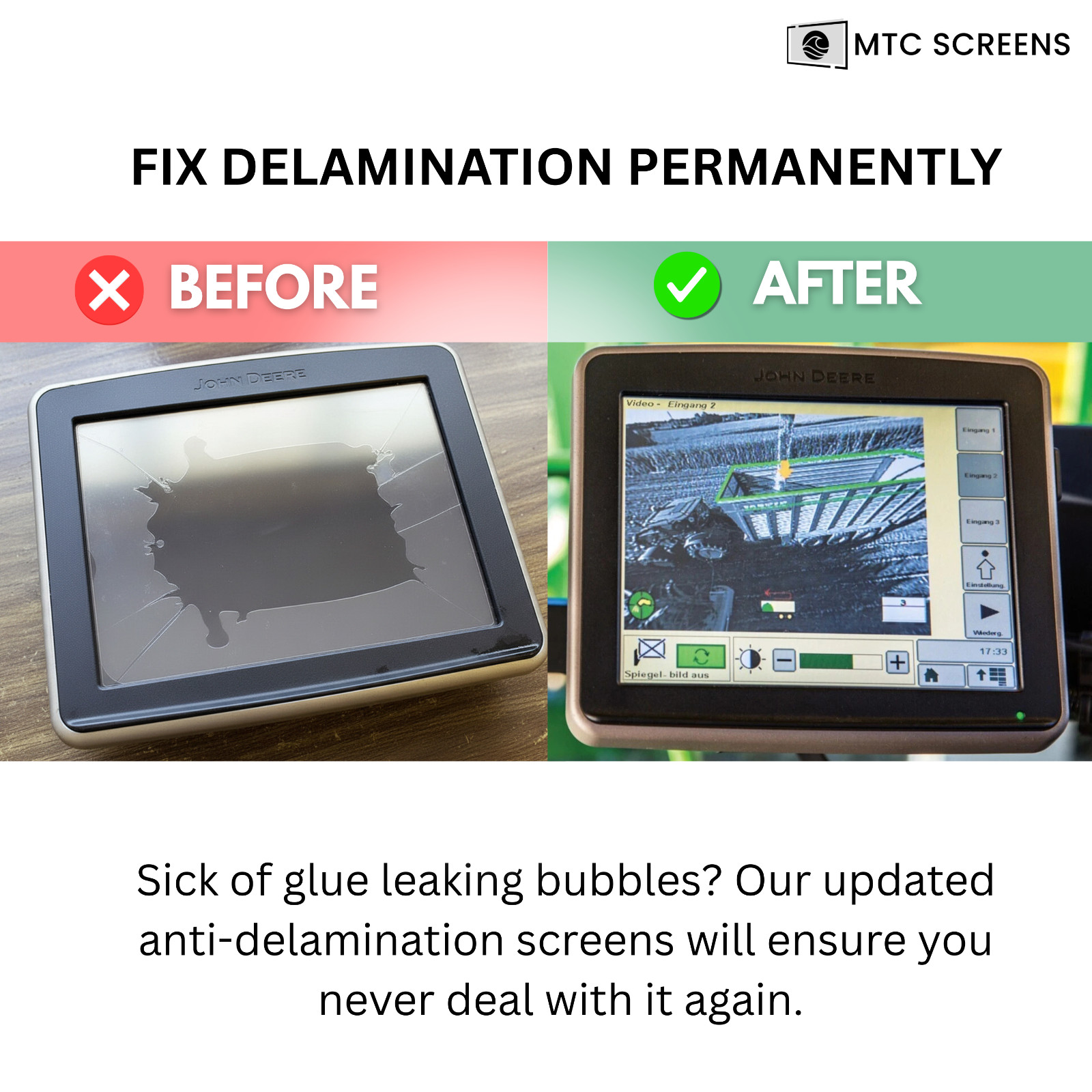 John Deere 2630 GS3 Touchscreen + LCD Combo Replacement DIY Repair Kit | USA