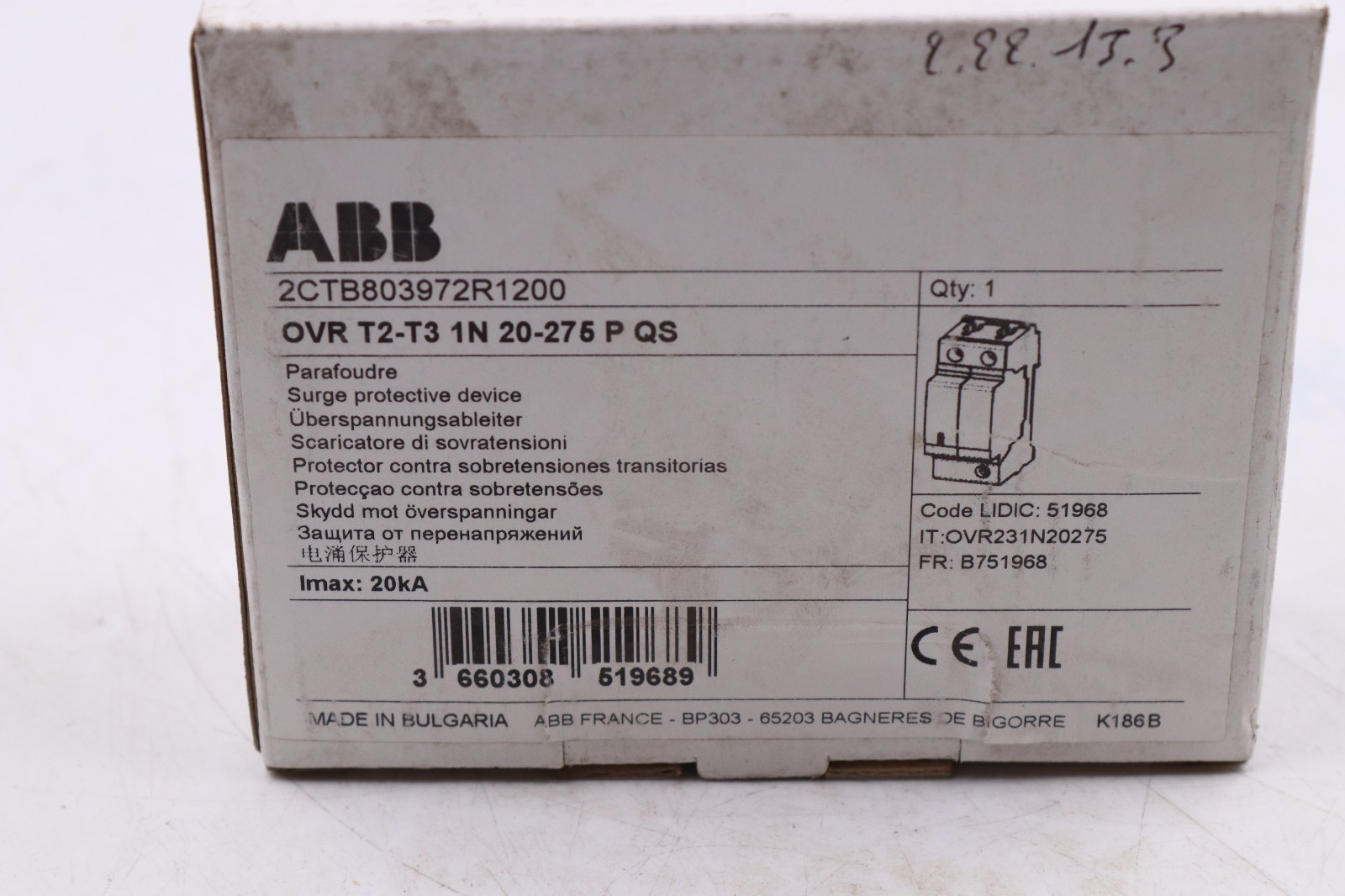 ABB OVR T2-T3 1N 20-275 P QS MADE IN BULGARIA