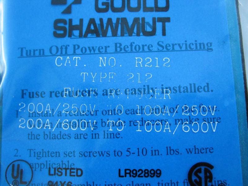 GOULD R212 FERRAZ SHAWMUT FUSE REDUCERS TYPE 212 NEW