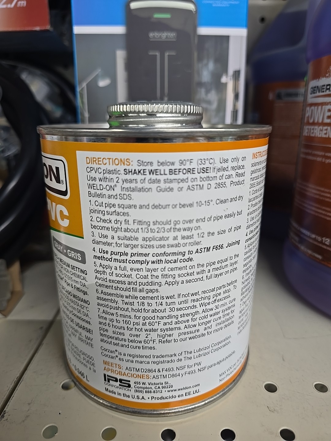 Weld On 714 CPVC Heavy Bodied Medium Setting HD Cement 1 Quart Gray Exp 10/2027