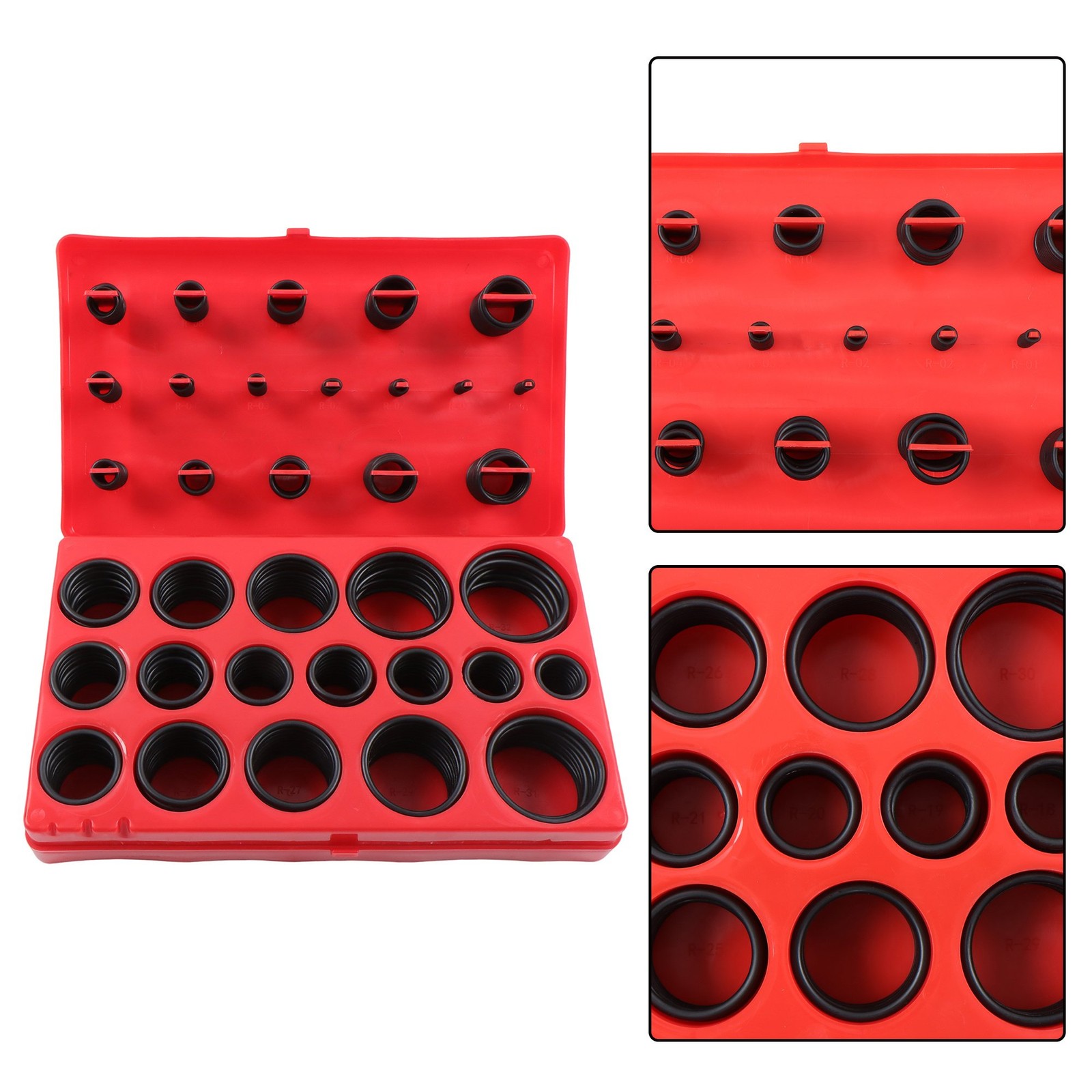 419 PCS Black O Ring Assortment Set Metric Oil Proof Kit 32 Size O-Ring Case