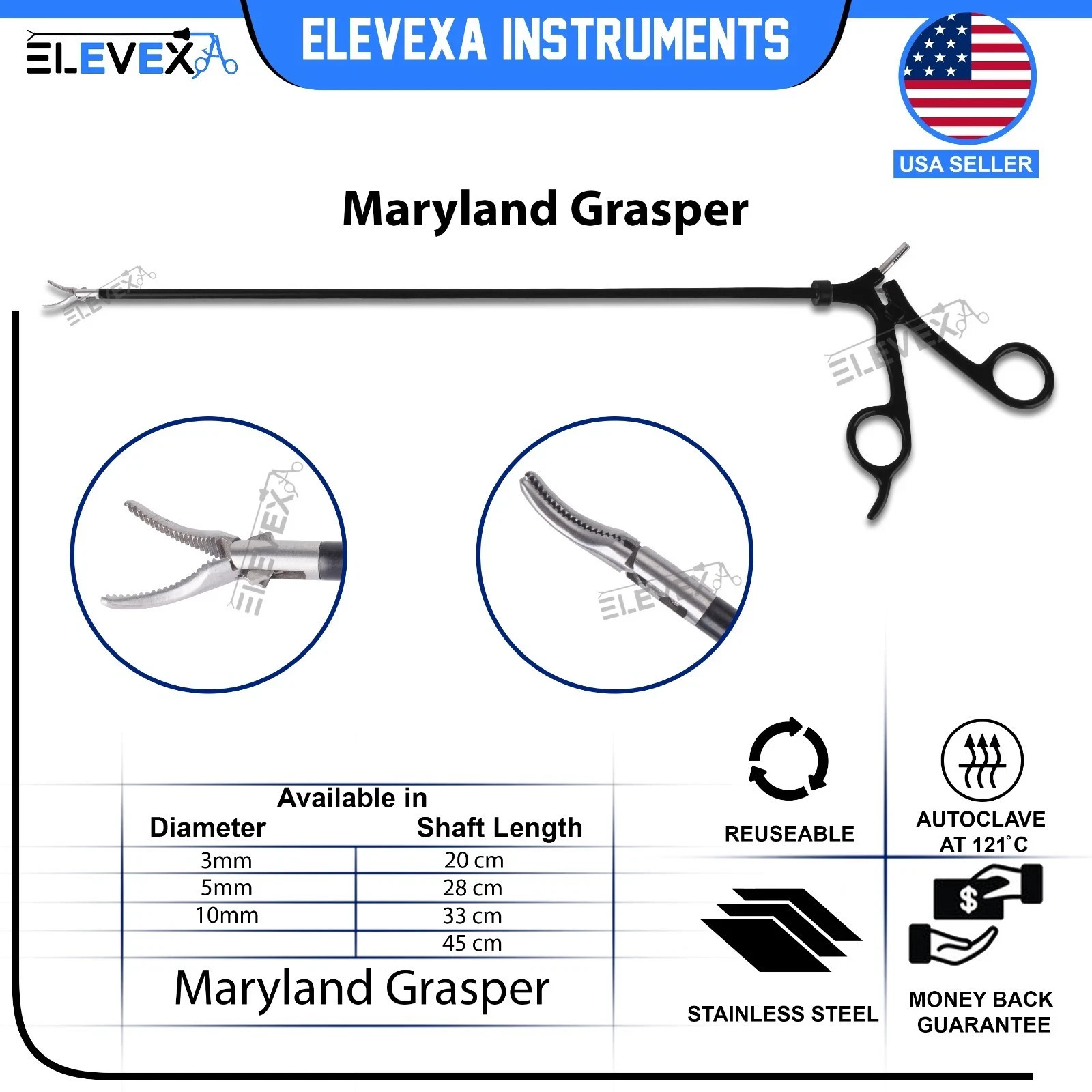 NEW Laparoscopic Maryland Grasper 5mm 45cm Maryland Dissecting Grasper Forceps