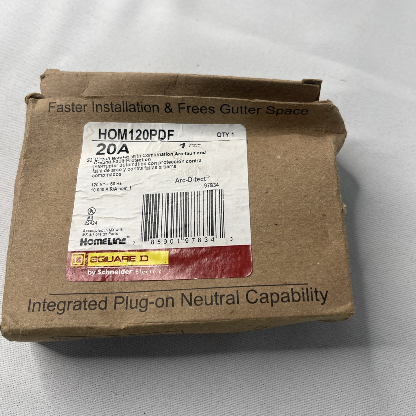 Square D HOM120PDF 120V 20A Single-Pole Circuit Breaker