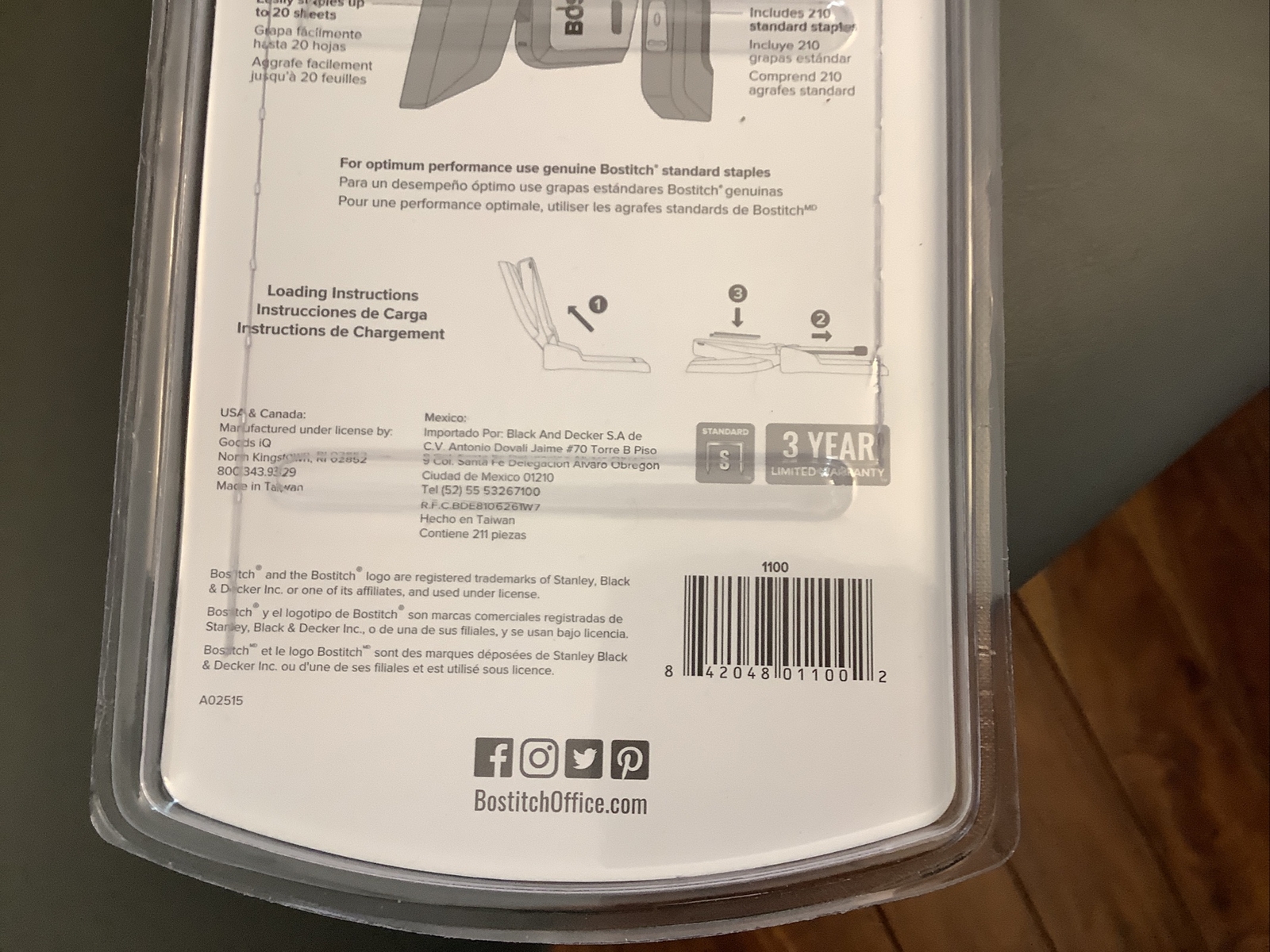 NEW BOX OF 5! Bostitch Stapler Inspire One Finger Stapling 20 Sheets Desktop