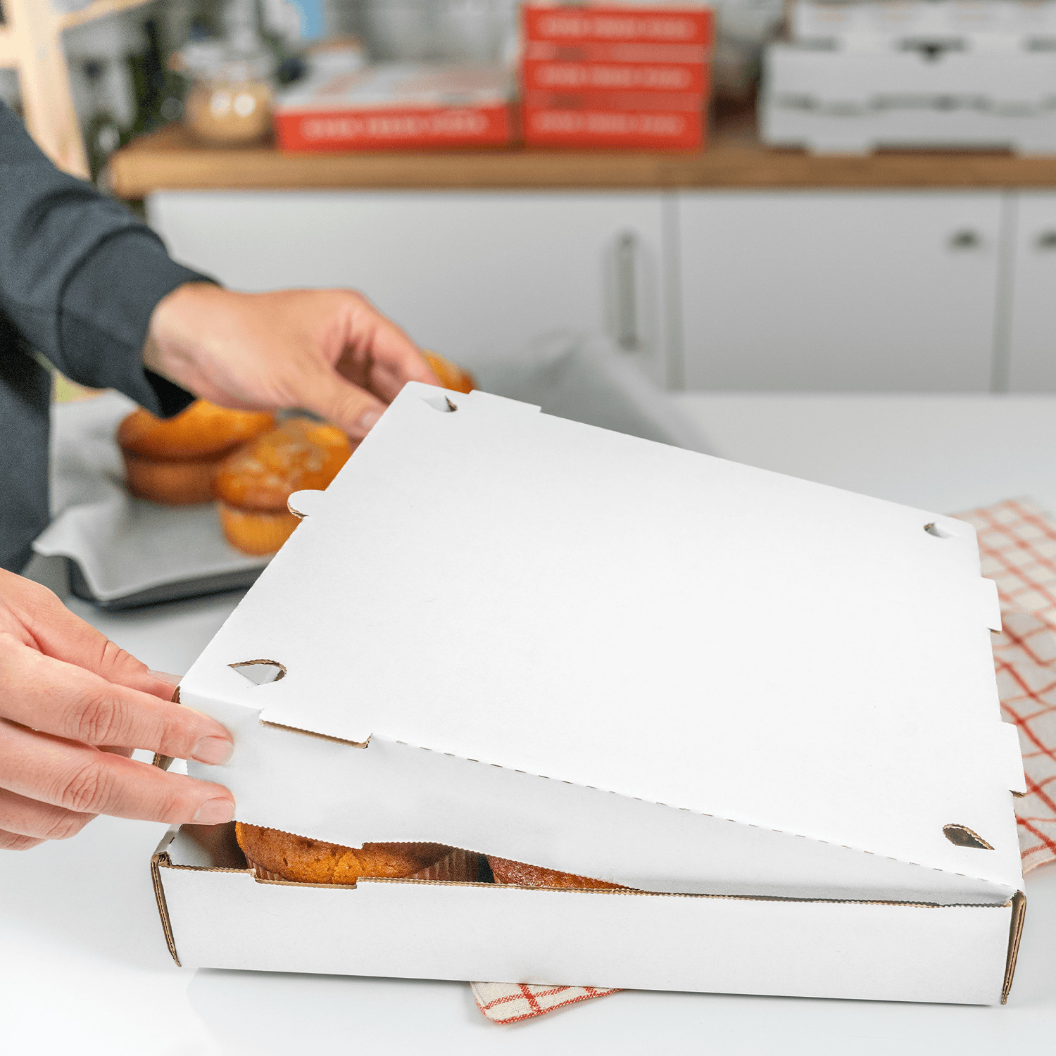 Karat Corrugated Pizza Box, 12”x12”x2”, White – 50 pcs, FP-PBF12W