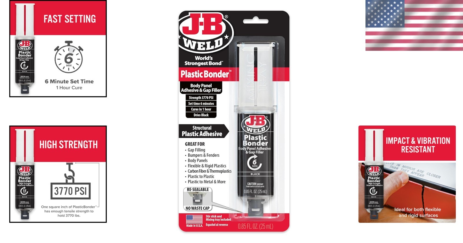 Plastic Bonder Body Adhesive – Gap Filler Syringe, 25ml Curing in 30mins