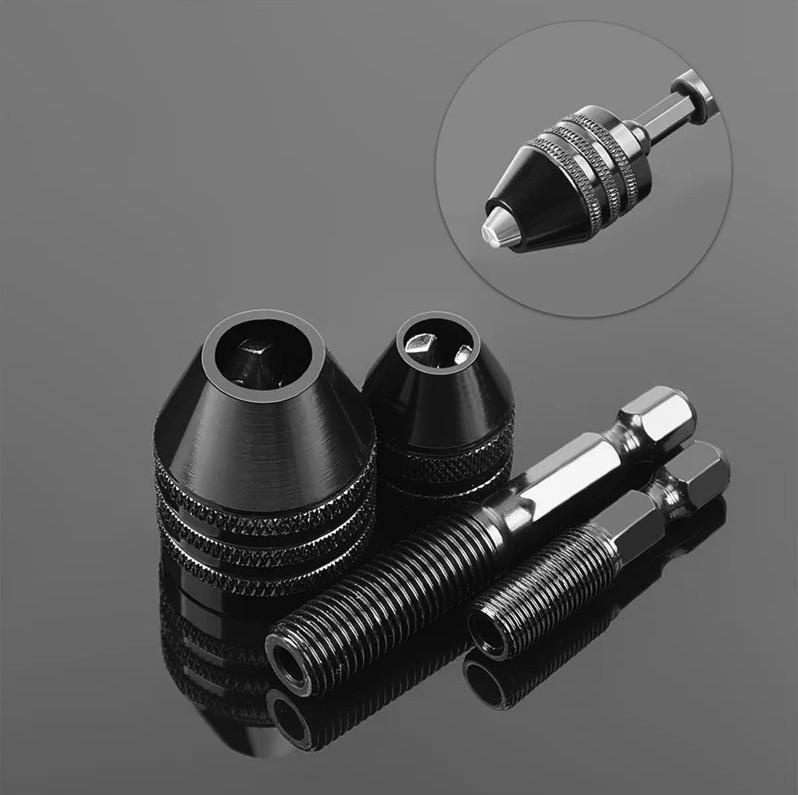 1PC 0.3–8mm Mini Keyless Drill Chuck Adapter: 1/4″ Hex Shank Collet Converter