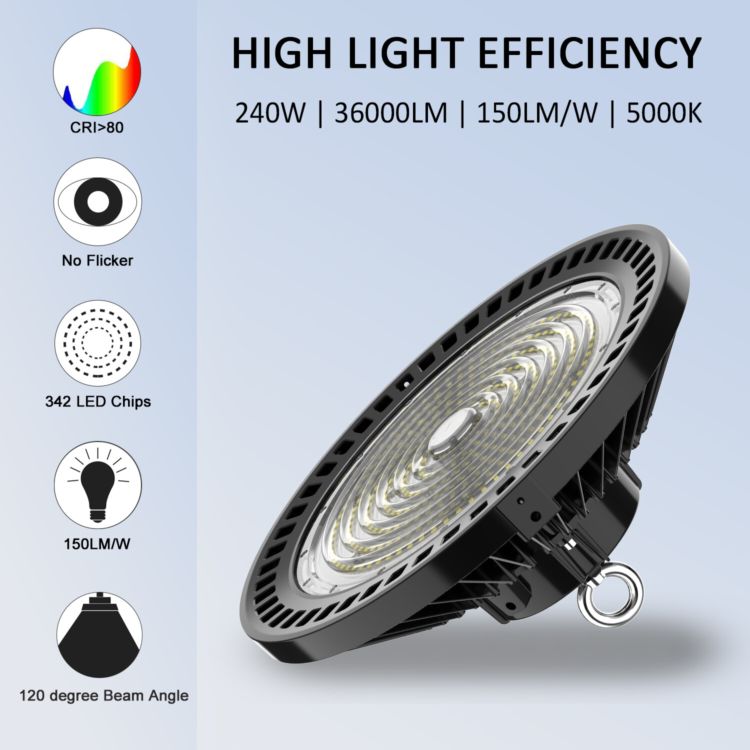 240Watt UFO LED High Bay Light 240W Work Shop Warehouse Lighting 5000K Highbay