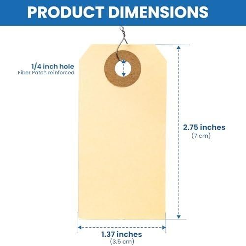 500- 2 3/4″ x 1 3/8″ Manila for labeling Inventory Shipping Hang Tags with Wire