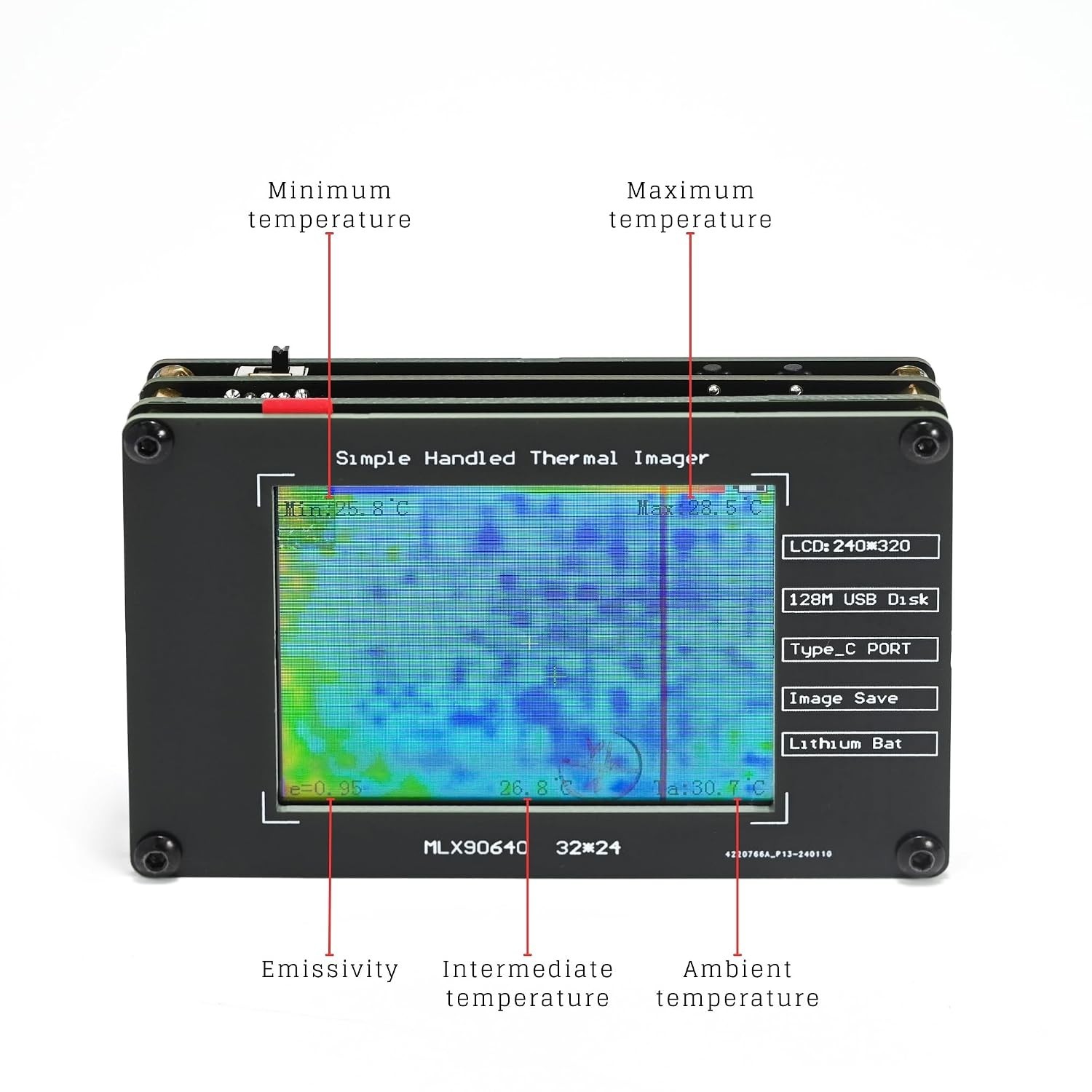 Handheld Thermal Imaging Camera for Non-Contact Temperature Detection & Analysis
