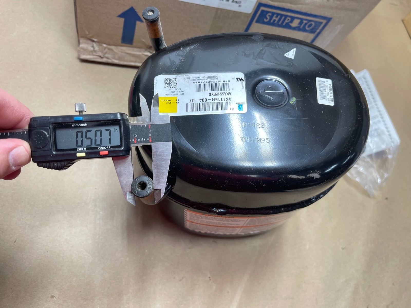 Tecumseh AK111ER-004-J7 AKA5512EXD 1HP R-22 208-230V 60Hz 1-Phase 208-230V 60Hz