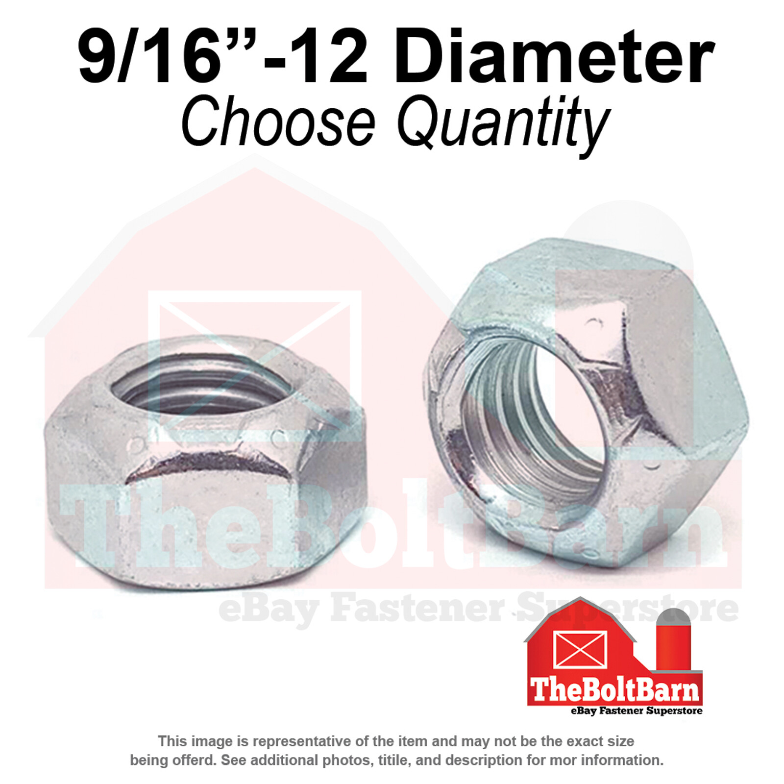 9/16″-12 Grade 8 Hex Top Lock Nuts Zinc Clear Coarse Thread (Pick Quantity)