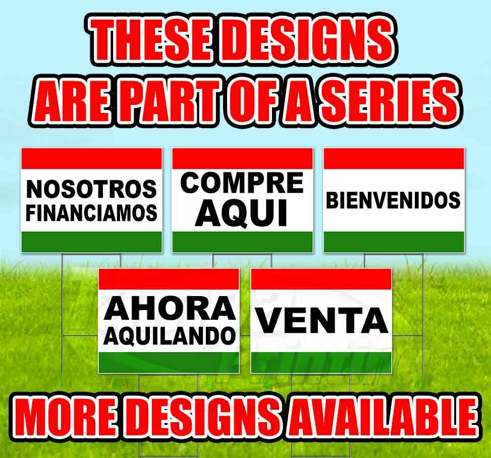 COMPRE AQUI 18×24 Yard Sign WITH STAKE Corrugated Bandit USA BUSINESS SPANISH