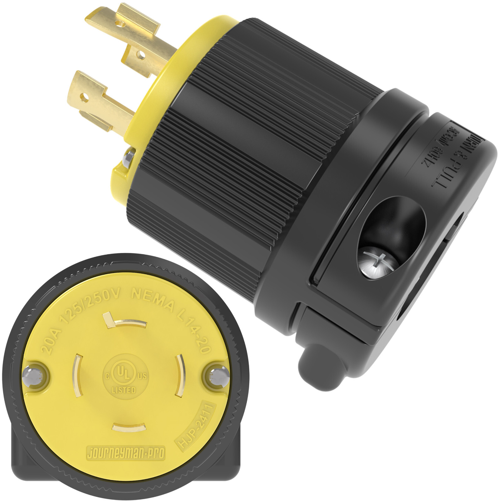 Journeyman Pro 2411 L14-20P 20A Twist Locking Male 4 Prong Generator Plug 20 amp