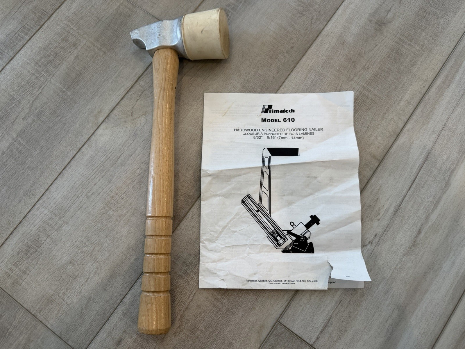 Primatech 610 Hardwood Floor Nailer Great Condition + 2 Boxes 1-1/4 Nails Mallet
