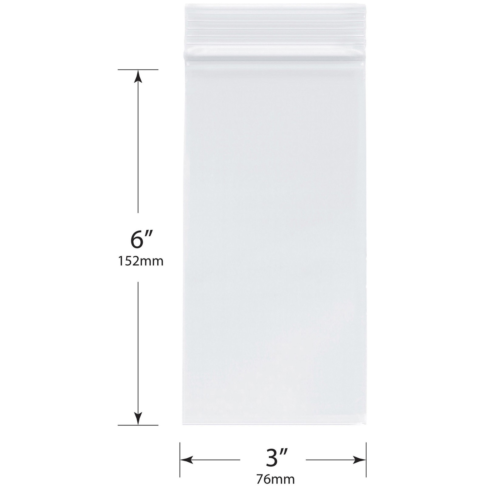 Plymor 3″ x 6″, 2 Mil Zipper Reclosable Plastic Bags