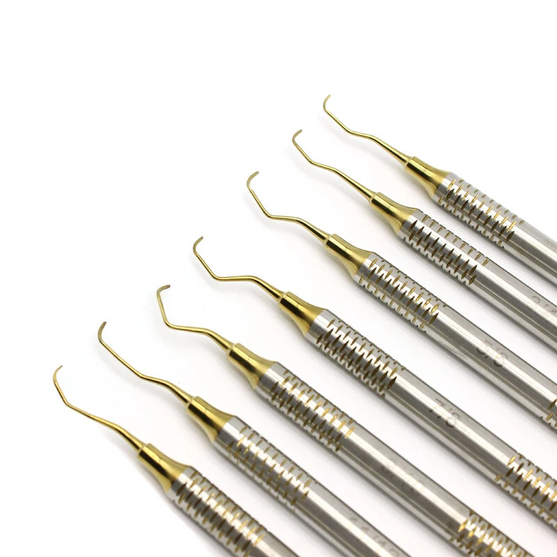 Set Of 7 Gracey Curette Periodontal Hollow Handle Colored Surgical Scaler Dental