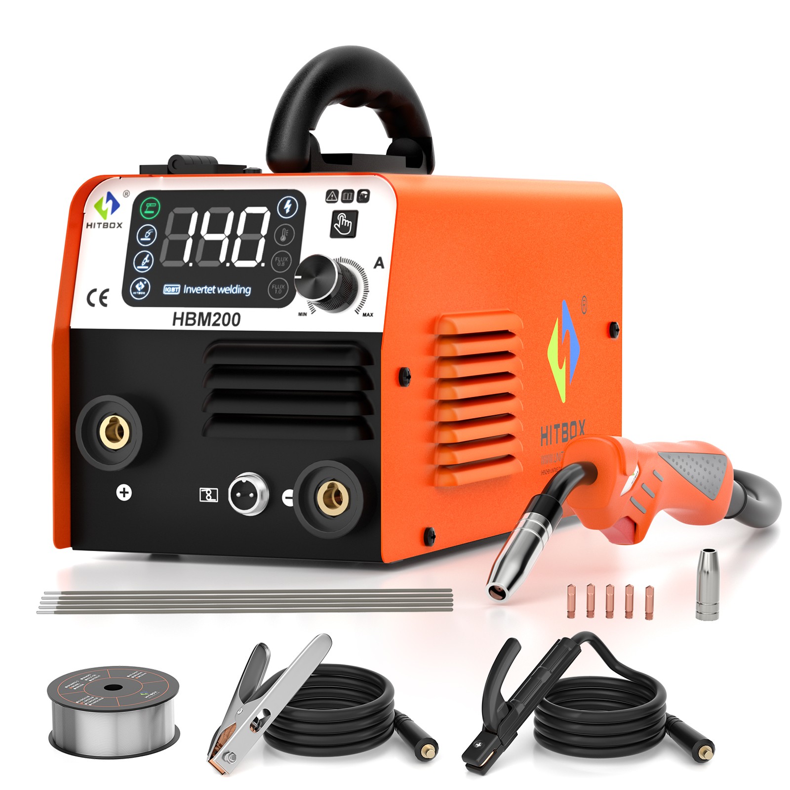 200A 110V/220V Gasless MIG Flux Core ARC/Lift TIG/MMA Welder &TIG Torch Home DIY