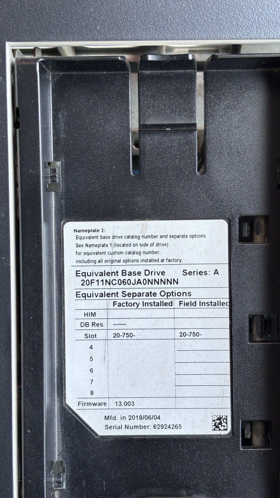 Allen-Bradley 20F11ND052JA0NNNNN 480V 40HP General Purpose AC Drive