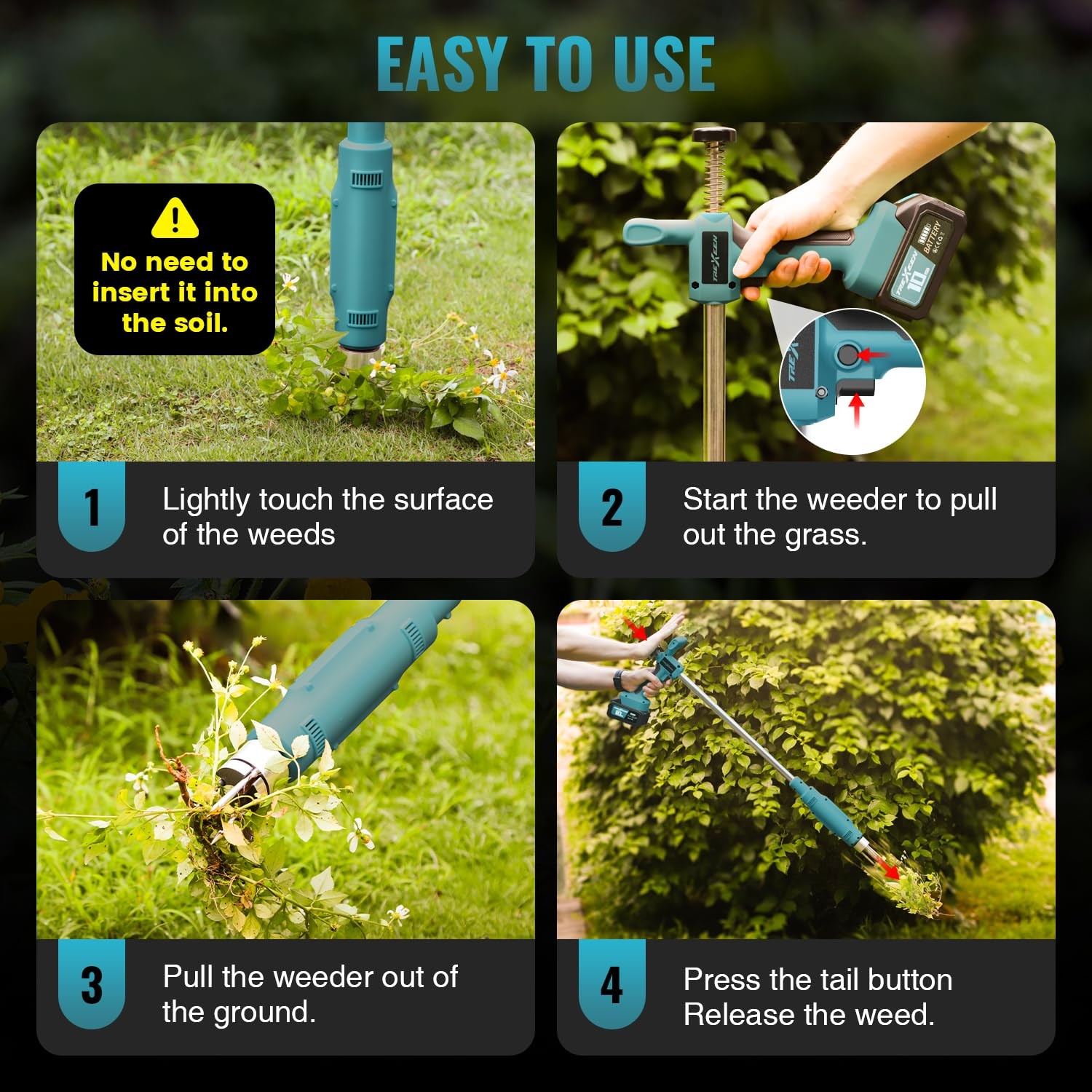 Weed Puller Tool,Electric Stand Up Weed Puller Tool, 21V Battery Powered w/ 1…