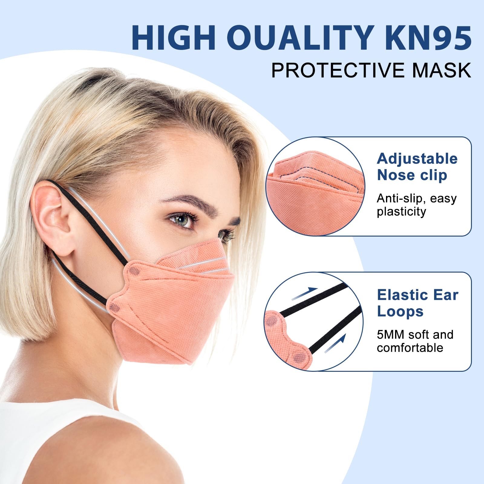KN95 Face Masks for Adults, 50 Pack, 5~Layer Disposable Respirators