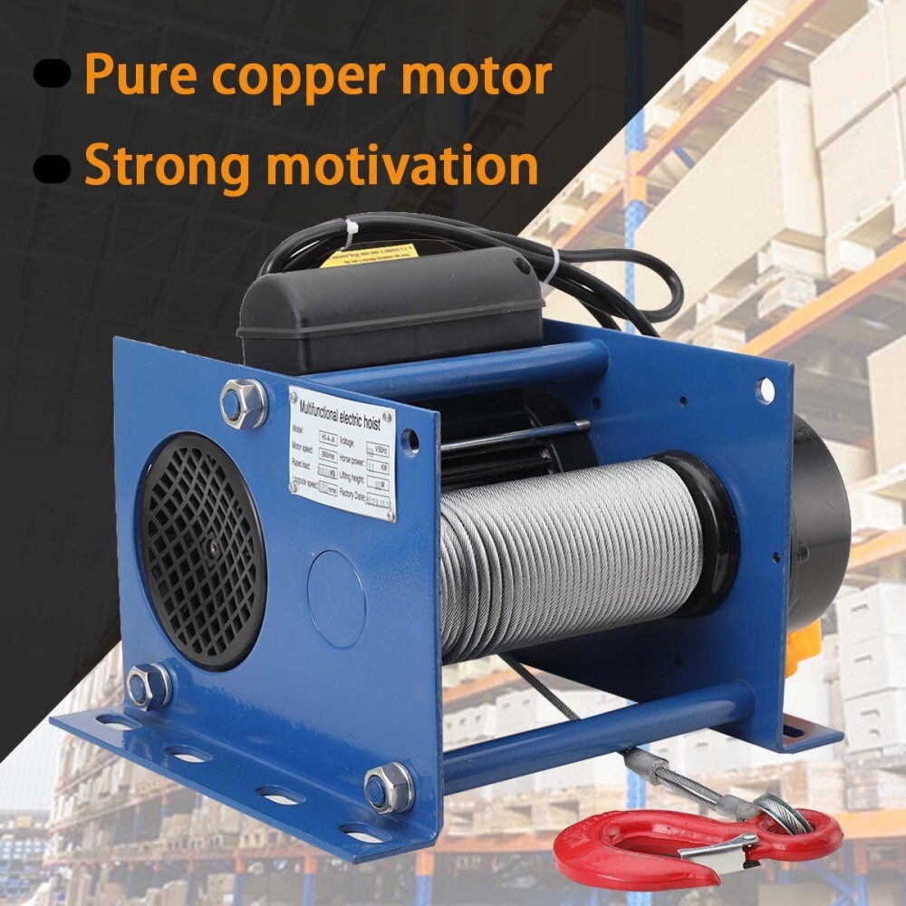 Electric Winch 200kg/400kg Electric Hoist 30M Steel Wire Rope Windlass Winding