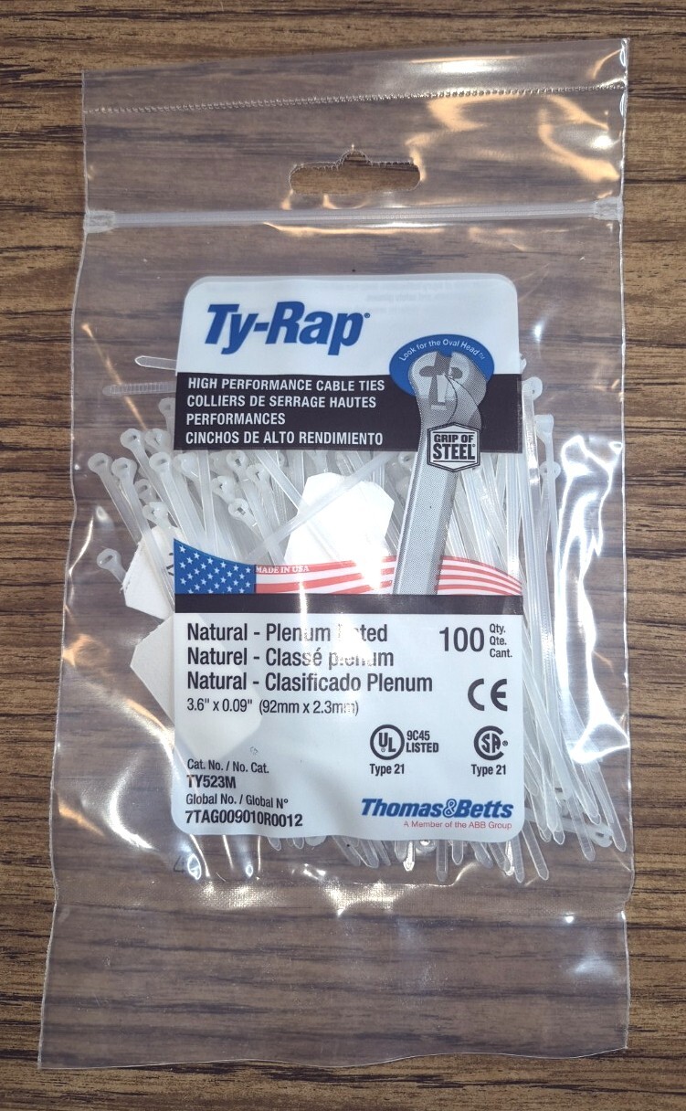 QTY 1000 – THOMAS & BETTS TY523M 3.62″ 18LB NATURAL – TEN 100 PC. BAGS