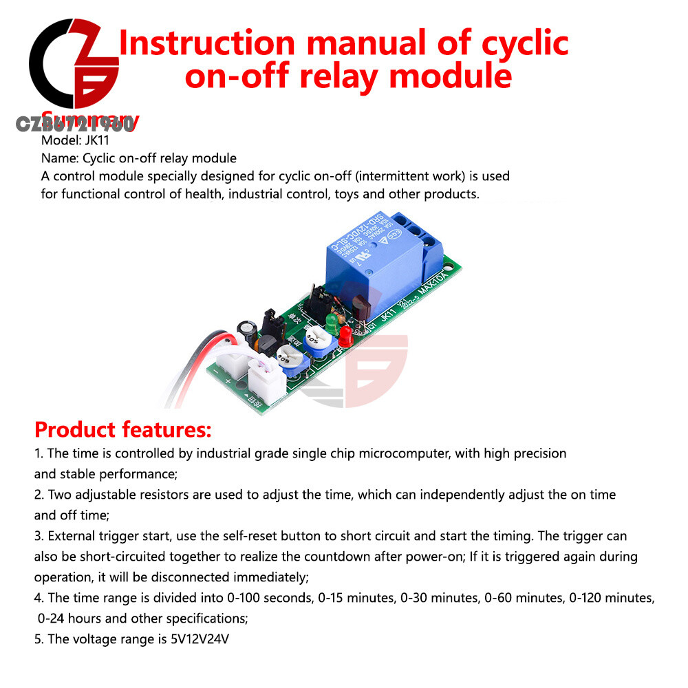 5V 12V 24V DC Infinite Cycle Delay Timer Relay Turn On-off Switch Loop Module