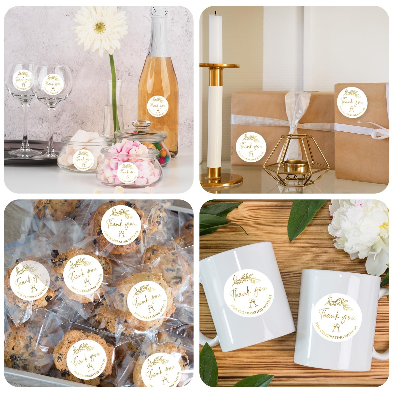 315Pcs Thank You for Celebrating with Us Sticker 2 Inch Gold Foil Thank You Pape